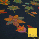 Flower Leaf Threadwork Look Luxury Pure Printed Floral Cotton Fabric