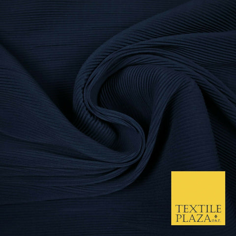 Navy Blue Mini Micro Pleated Crinkle Stretch Plisse Jersey Fabric Dress 58" 5367