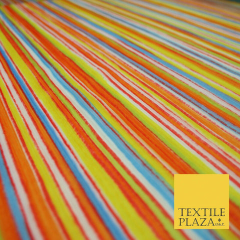 Bright Multicolour Colourful Striped Lines Textured Pleated Plisse Fabric 5451