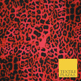 Red Black Leopard Cheetah Animal Print Crepe Jersey Fabric Stretch 56" Wide 6361