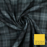 GREY BLACK Douglas TARTAN Polyester Viscose Fabric Material 58" Craft Dress 6440