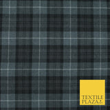 GREY BLACK Douglas TARTAN Polyester Viscose Fabric Material 58" Craft Dress 6440
