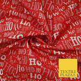 Festive Christmas Ho Ho Ho Printed Poly Cotton Fabric Polycotton 45"