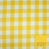 Yellow & White Gingham Check Bi-Stretch Panama Fabric Uniform Skirts 58" 6462