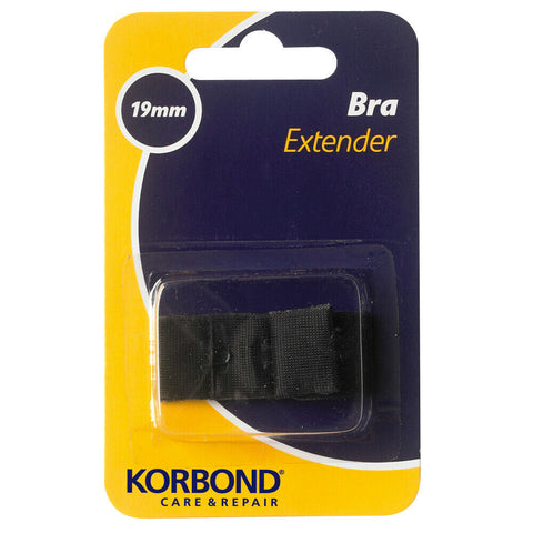 KORBOND Single Hook Bra Extender Extension 19mm BLACK - Machine Washable 110097