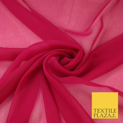 DEEP FUCHSIA PINK Premium Plain Dyed Chiffon Fine Soft Georgette Sheer Dress Fabric 8315