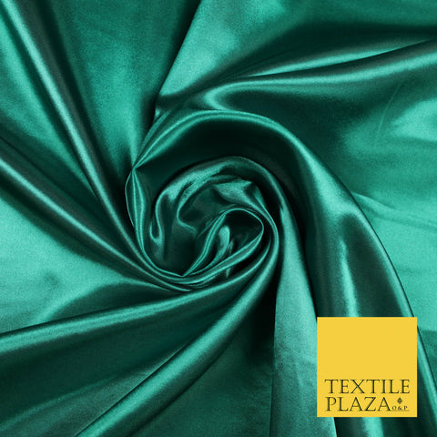 JADE GREEN Luxury Plain Smooth Shiny Lightweight Poly Satin Fabric Dress Lining Material 58" 5669