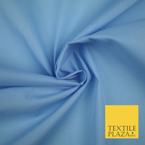 BABY BLUE Premium Plain Polycotton Dyed Fabric Dress Craft Material 44" 3535