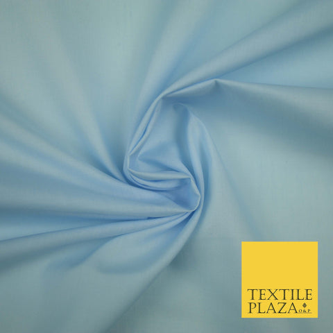 SKY BLUE Premium Plain Polycotton Dyed Fabric Dress Craft Material 44" 3536