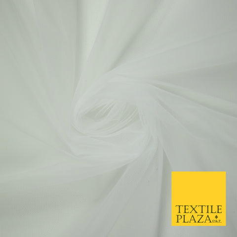 OFF WHITE Premium Soft Plain Sheer Tulle Net Fabric Tutu Fairy Veil Bridal 45" Wide 6873