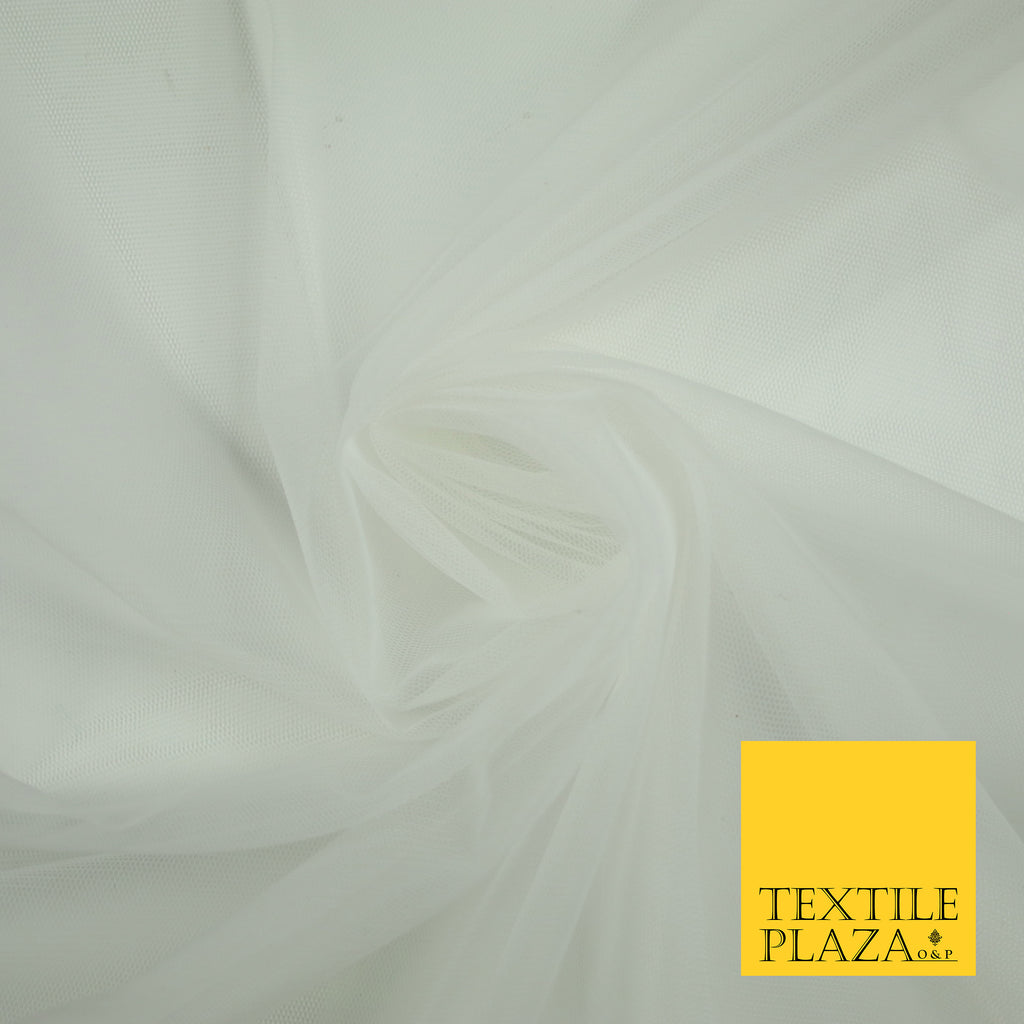 IVORY Premium Soft Plain Sheer Tulle Net Fabric Tutu Fairy Veil Bridal 45" Wide 6874