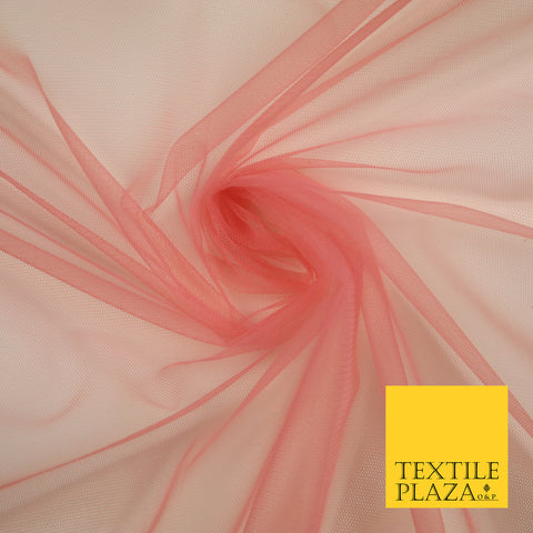 CORAL Premium Soft Plain Sheer Tulle Net Fabric Tutu Fairy Veil Bridal 45" Wide 6897
