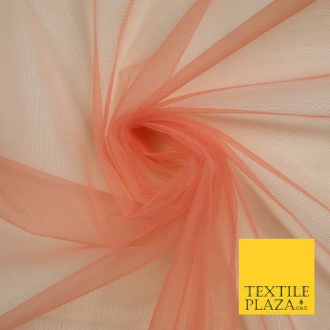 PEACH CORAL Premium Soft Plain Sheer Tulle Net Fabric Tutu Fairy Veil Bridal 45" Wide 6898