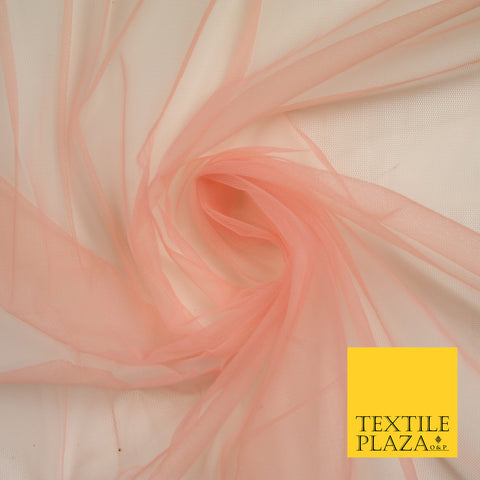 PEACH PINK Premium Soft Plain Sheer Tulle Net Fabric Tutu Fairy Veil Bridal 45" Wide 6899