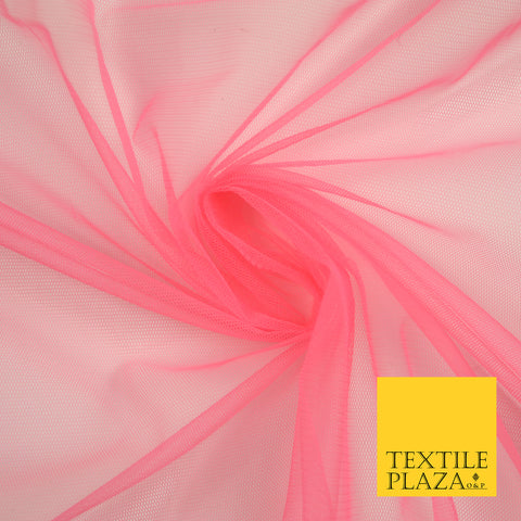 BRIGHT PINK Premium Soft Plain Sheer Tulle Net Fabric Tutu Fairy Veil Bridal 45" Wide 6909