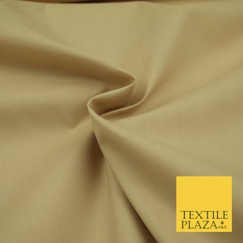 BEIGE Premium Plain Polycotton Dyed Fabric Dress Craft Material 44" 3089