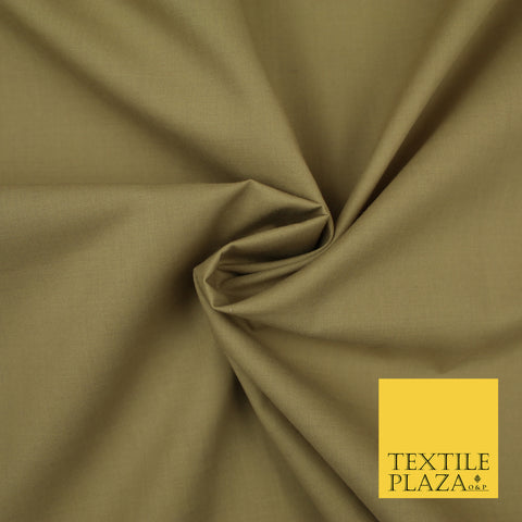 WHEAT GOLD / LIGHT BROWN Premium Plain Polycotton Dyed Fabric Dress Craft Material 44" 3091