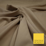 TAUPE Plain Dyed Soft Powder Crepe Matt Lining Dress 100% Polyester Budget Fabric 44" 3246