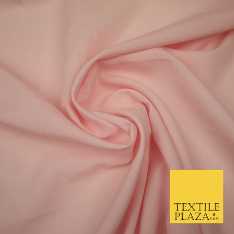 BLUSH PINK Plain Dyed Soft Powder Crepe Matt Lining Dress 100% Polyester Budget Fabric 44" 3255