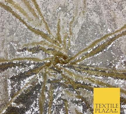 LIGHT GOLD All Over Heavy Sewn Sequins on Net Fabric Sparkle Bridal 48" AB232