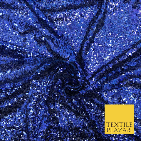 DEEP BLUE All Over Heavy Sewn Sequins on Net Fabric Sparkle Bridal 48" AB226