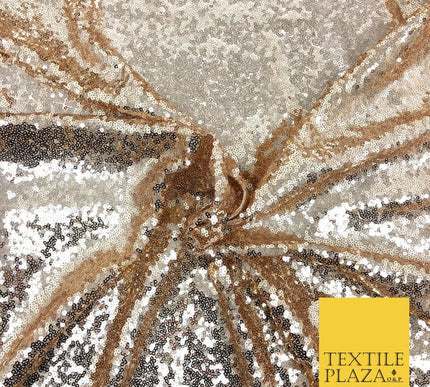 ENGLISH GOLD All Over Heavy Sewn Sequins on Net Fabric Sparkle Bridal 48" AB229