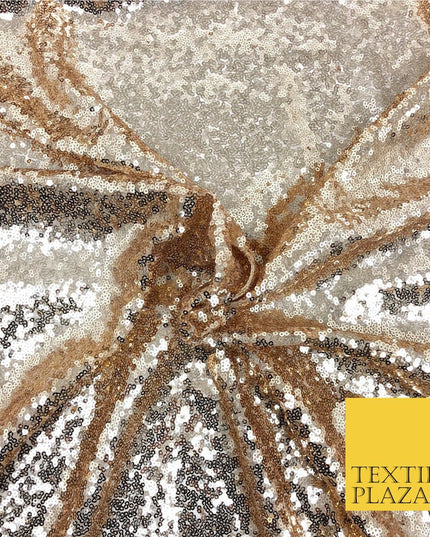 ENGLISH GOLD All Over Heavy Sewn Sequins on Net Fabric Sparkle Bridal 48" AB229