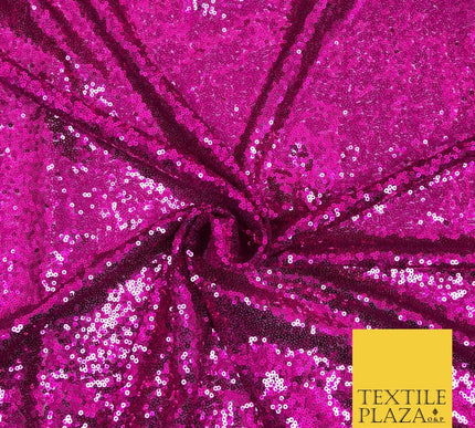 BRIGHT PINK All Over Heavy Sewn Sequins on Net Fabric - Sparkle Bridal 48" AB221