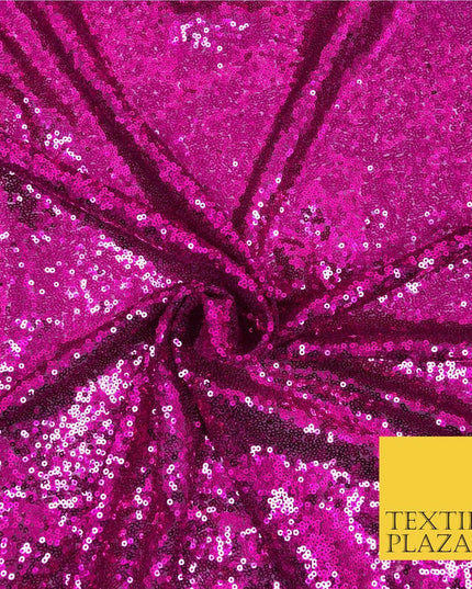 BRIGHT PINK All Over Heavy Sewn Sequins on Net Fabric - Sparkle Bridal 48" AB221