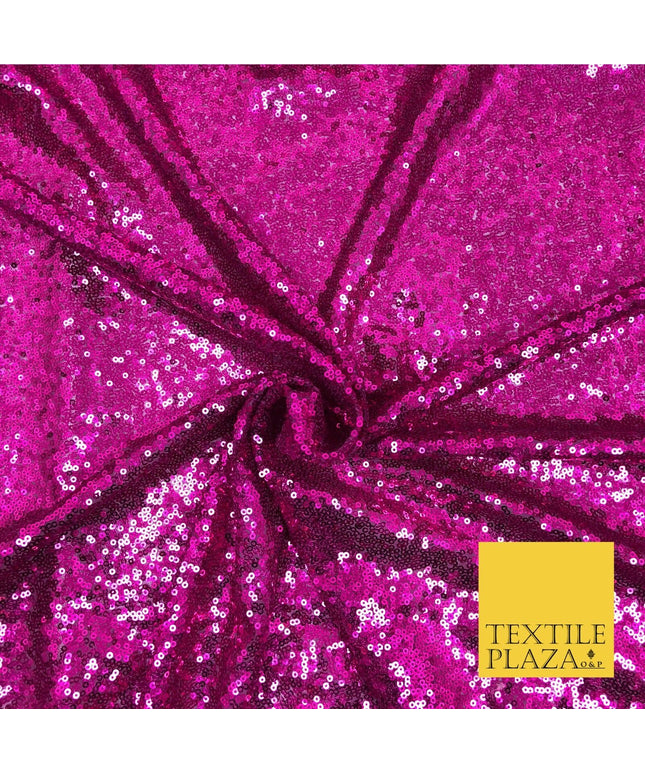 BRIGHT PINK All Over Heavy Sewn Sequins on Net Fabric - Sparkle Bridal 48" AB221
