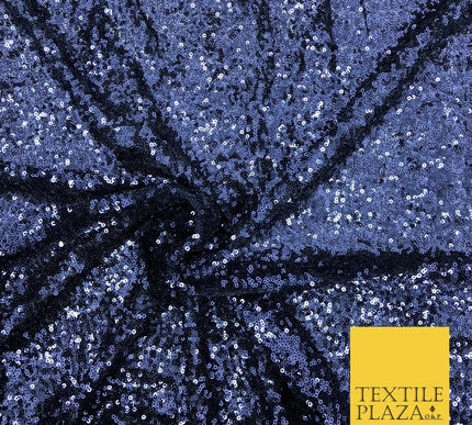DARK NAVY All Over Heavy Sewn Sequins on Net Fabric Sparkle Bridal 48" AB224