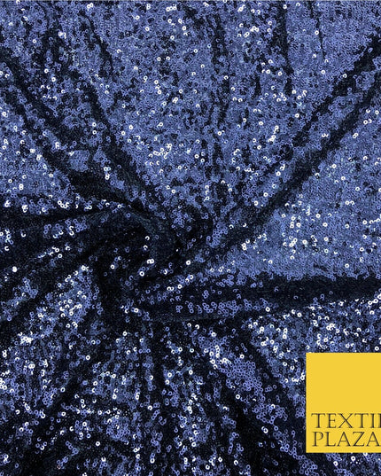 DARK NAVY All Over Heavy Sewn Sequins on Net Fabric Sparkle Bridal 48" AB224