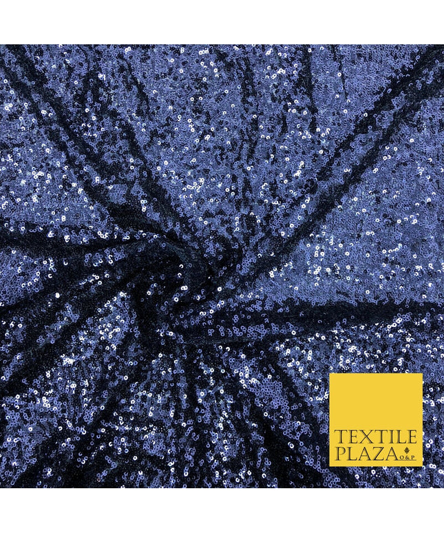 DARK NAVY All Over Heavy Sewn Sequins on Net Fabric Sparkle Bridal 48" AB224