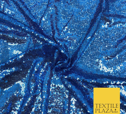 BLUE All Over Heavy Sewn Sequins on Net Fabric - Sparkle Bridal 48" AB222