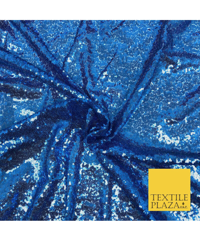 BLUE All Over Heavy Sewn Sequins on Net Fabric - Sparkle Bridal 48" AB222