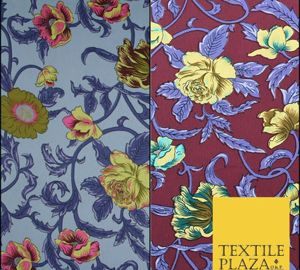 Luxury Rose & Hubble Vintage Printed Floral Poly Satin Dress Fabric - 45" Wide