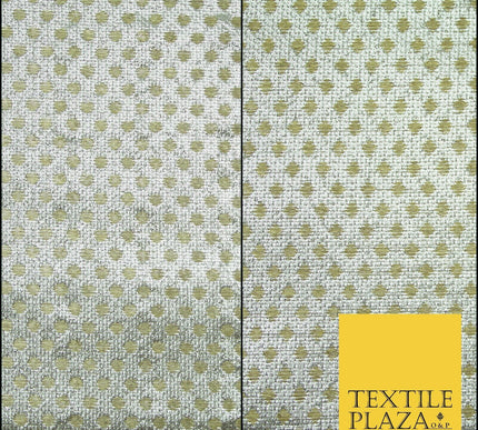 Silver Gold Circle Diamond Shimmer Metallic Foil Shiny LAME Banarsi Dress Fabric