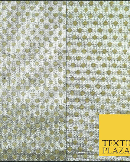 Silver Gold Circle Diamond Shimmer Metallic Foil Shiny LAME Banarsi Dress Fabric