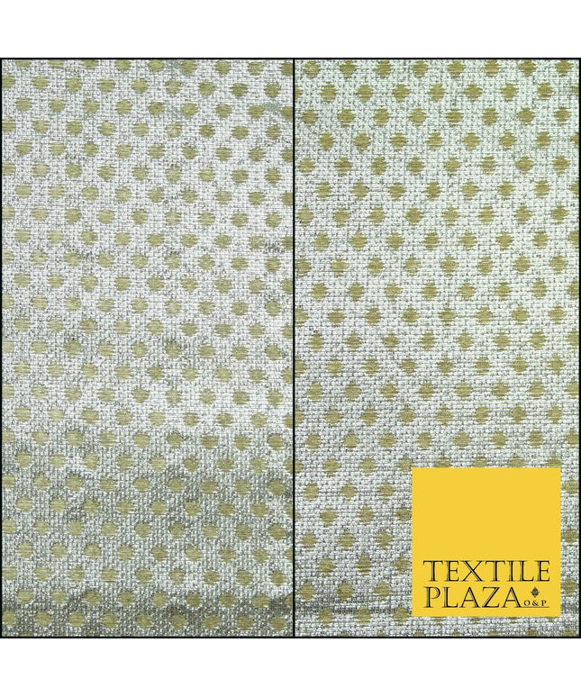 Silver Gold Circle Diamond Shimmer Metallic Foil Shiny LAME Banarsi Dress Fabric