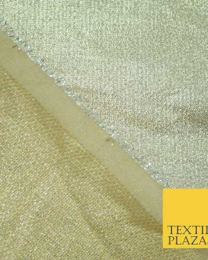 Silver Gold Reversible Shimmer Metallic Foil Shiny LAME Banarsi DressFabric 2281