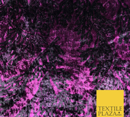Purple Abstract Branch Leaves Printed Soft Velvet Dress Fabric Craft Q1309