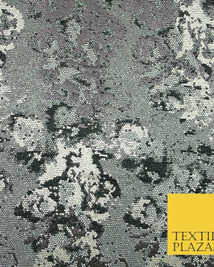 Black Grey Floral Pixel Beehive Snake Metallic Brocade Jacquard Dress Fabric2648