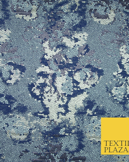 Navy Blue Pixel Beehive Snake Grid Metallic Brocade Jacquard Dress Fabric 2647