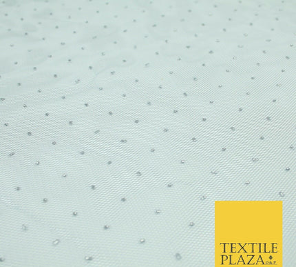 Silver Grey Reversible Metallic Glitter Dotted Net Fabric Dress Sparkle 1933