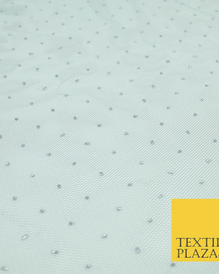 Silver Grey Reversible Metallic Glitter Dotted Net Fabric Dress Sparkle 1933
