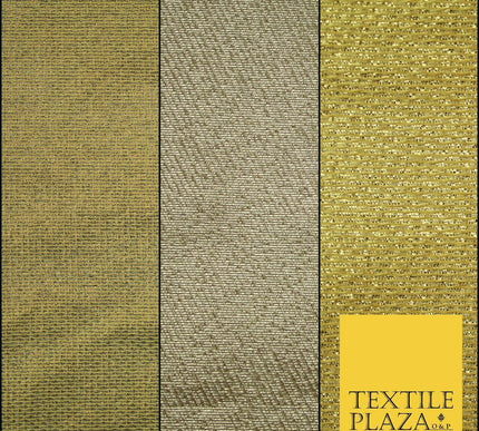 Gold Intricate Striped Shimmer Metallic Foil Shiny LAME Banarsi Dress Fabric