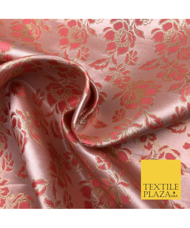 Luxury BLUSH ROSE Floral Satin Jacquard Fabric Fancy Waistcoats Jackets LA865
