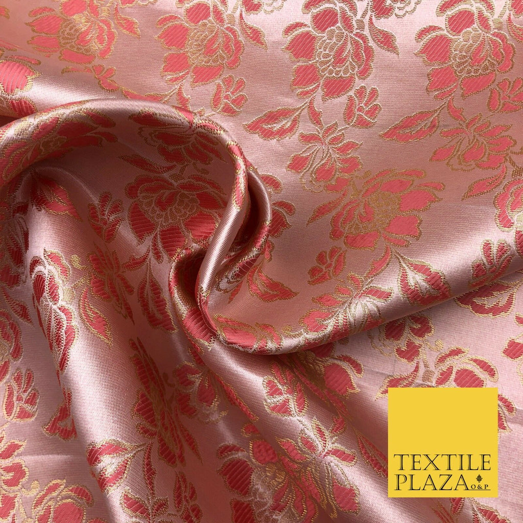 Luxury BLUSH ROSE Floral Satin Jacquard Fabric Fancy Waistcoats Jackets LA865