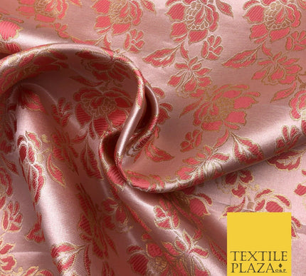 Luxury BLUSH ROSE Floral Satin Jacquard Fabric Fancy Waistcoats Jackets LA865