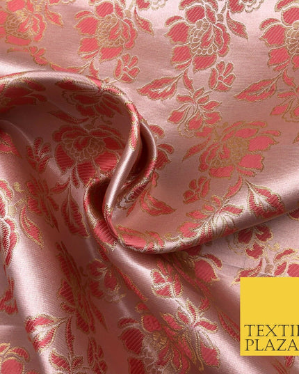 Luxury BLUSH ROSE Floral Satin Jacquard Fabric Fancy Waistcoats Jackets LA865
